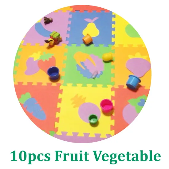 Fruit vegetable 10 шт. в упаковке детские коврики EVA головоломки коврики алфавиты Животные головоломки коврики пена для напольной плитки упражнения детские игровые коврики PX10S - Цвет: Fruit vegetable
