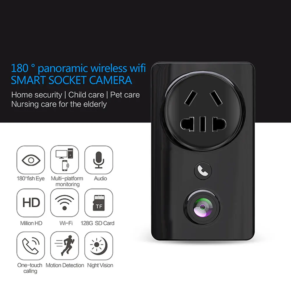 HCVAHDN мини 180 градусов Wifi камера 1080P беспроводной монитор для домашней