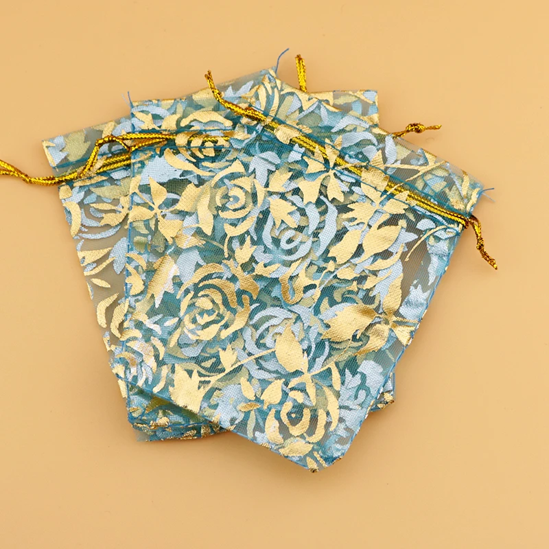 Сумки из органзы с изображением озера синей розы сумки для украшений и упаковки