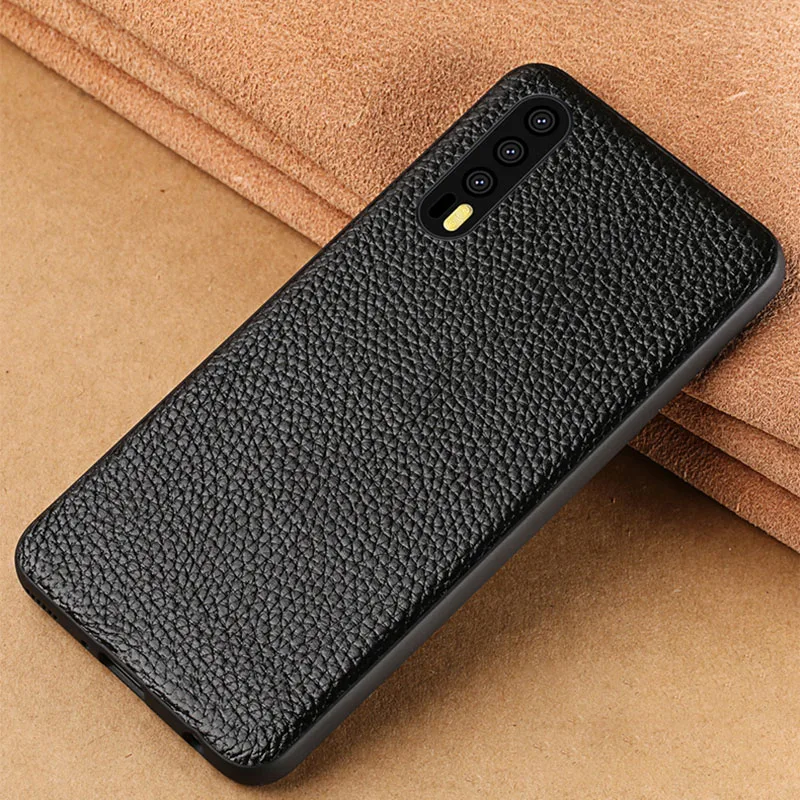 Чехол из натуральной кожи для телефона Huawei P20 Pro чехол с текстурой личи задняя