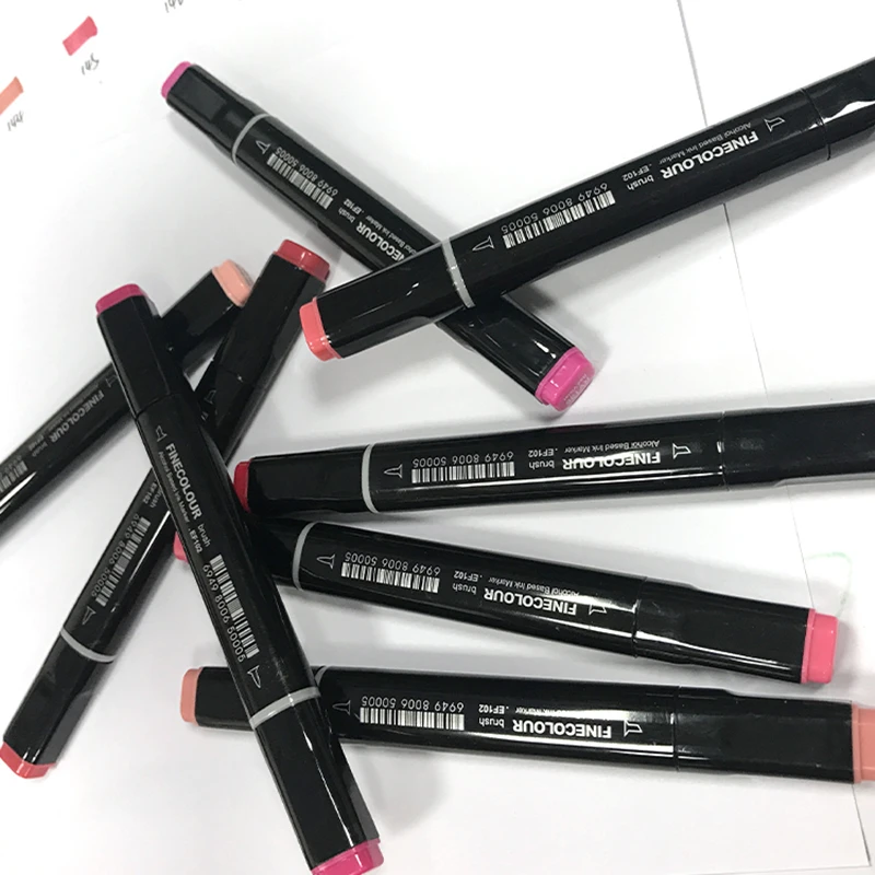 Finecolour EF102 спиртовые чернила двусторонняя мягкая кисть маркер ручка красная серия