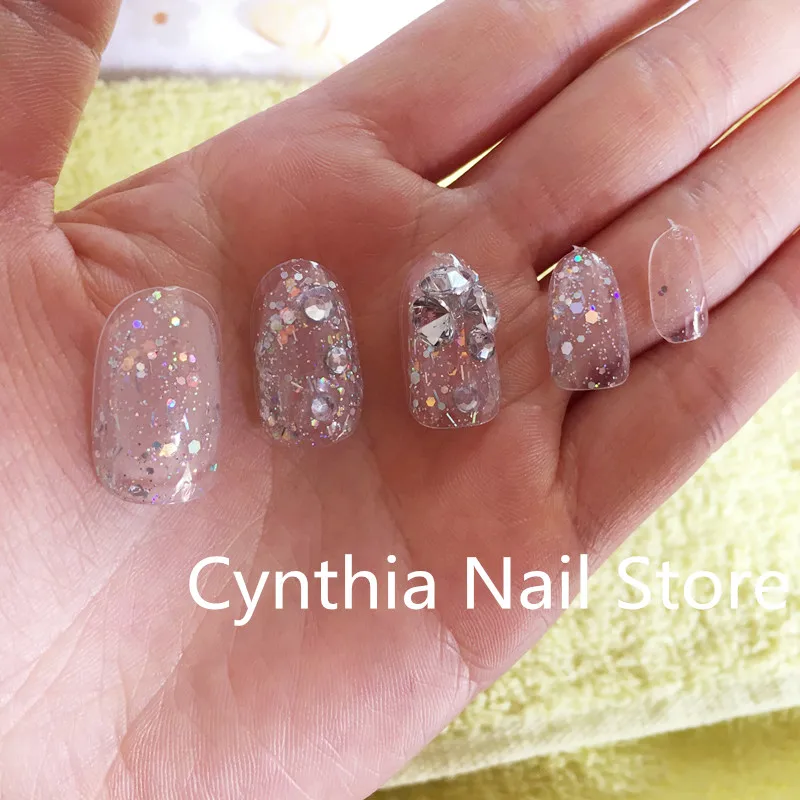 Хорошее качество невесты DIY ногтей ручной работы блестящие прозрачные накладные