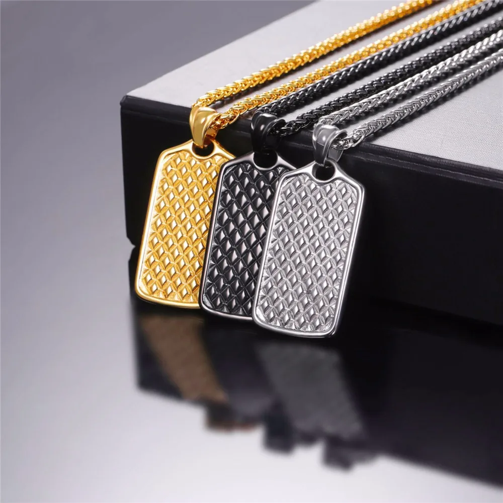 Ожерелье U7 с ромбовидной сеткой подвеска из нержавеющей стали и цепочка