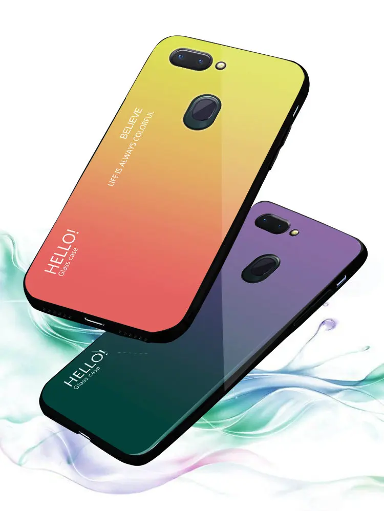 Чехол для Oppo Realme 2/Realme 1 Модный чехол из закаленного стекла с градиентом ТПУ мягким