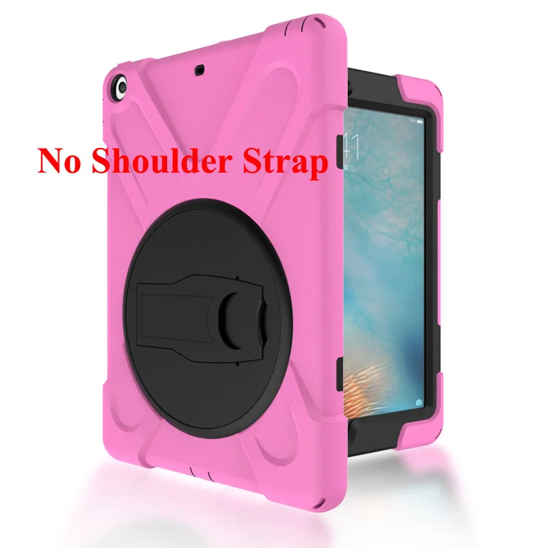 pink Чехол для IPad Air 1 A1474 A1475 дети Безопасный сверхмощный ударопрочный кожа брони силиконовый PC подставка чехол покрытие плечевой ремень - Цвет: pink