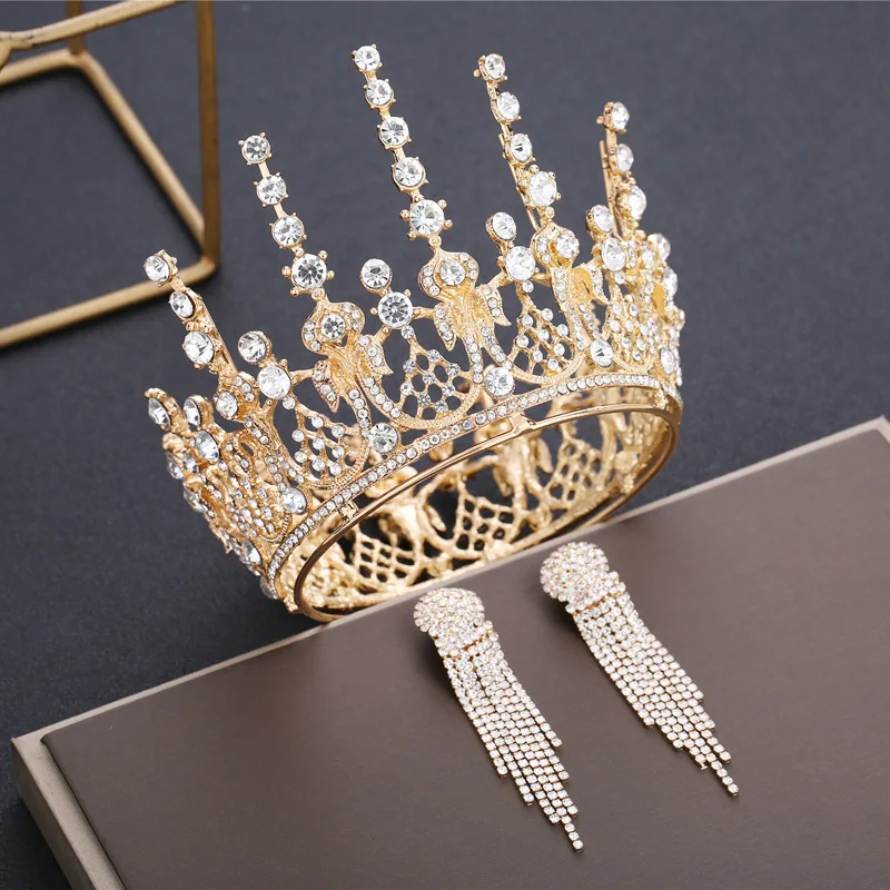 Роскошная Серебряная Хрустальная свадебная корона и тиары jaevini с серьгами