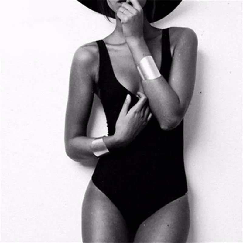2017 новое поступление цельный купальник женский черный белый винтажный купальный