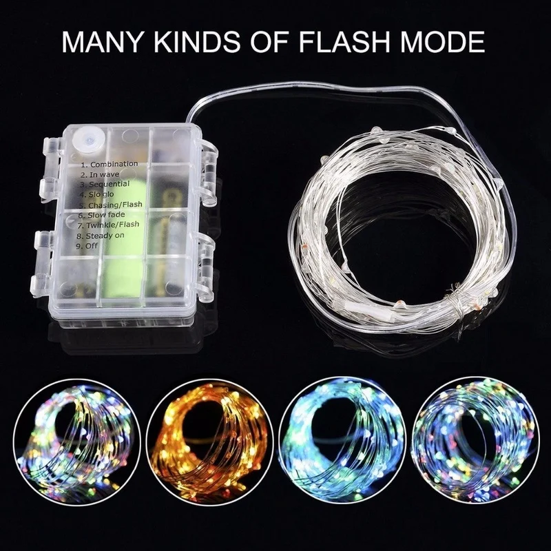 5M 10M 3AA battery silver line string fairy light Christmas decoration lights with 8 function remote control and box | Освещение