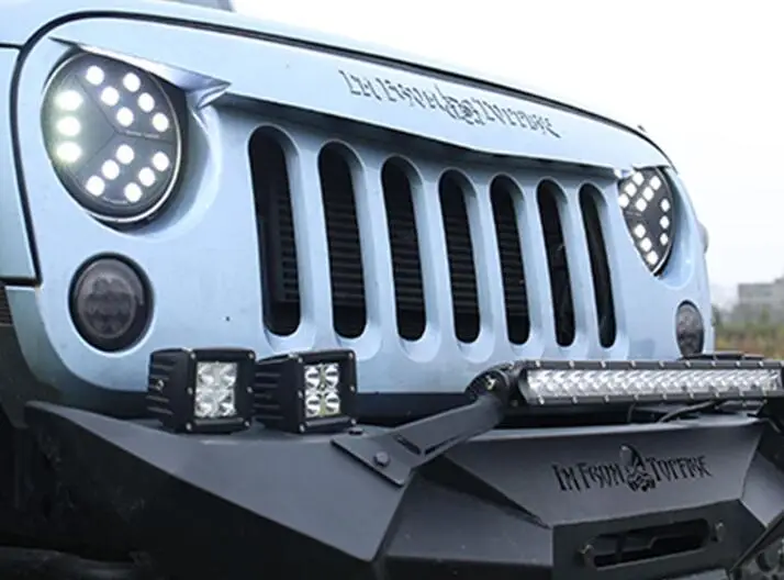 1/10 Масштаб RC 4X4 JK гусеничный Грузовик JEEP Wrangler TOPFIE SEMA передний светодиодный фонарь для осевой SCX10 HRAXXAS TRX4 capo jkmax TF2 FJ40