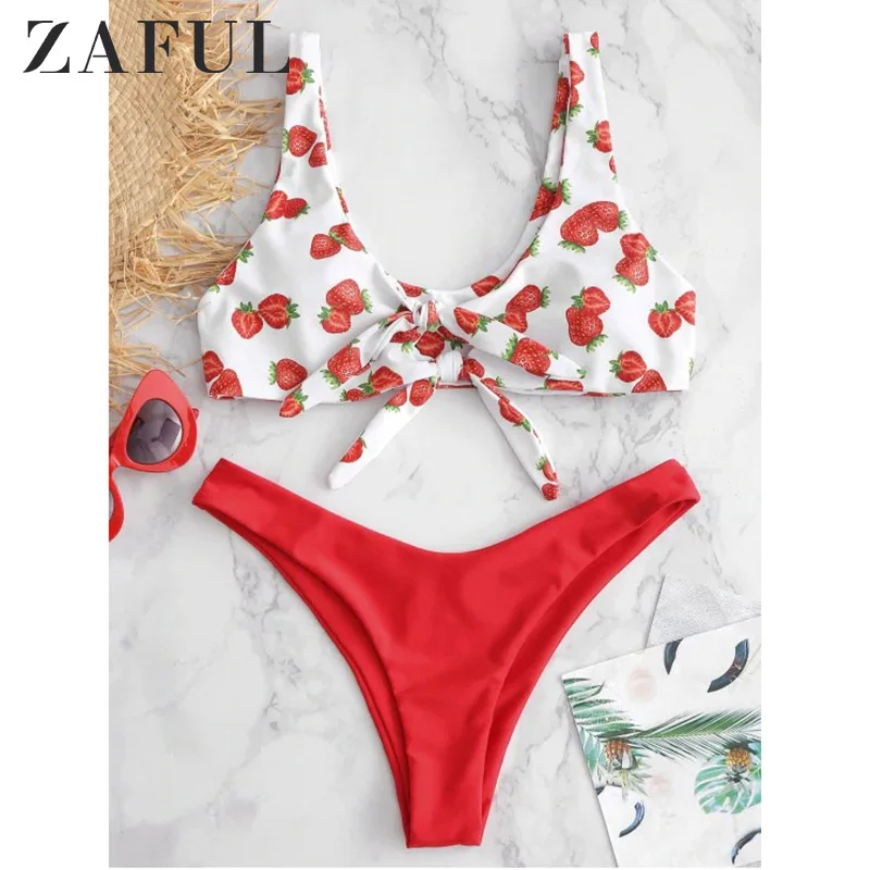 Женский купальник ZAFUL бикини с пуш апом и принтом в виде подсолнечника