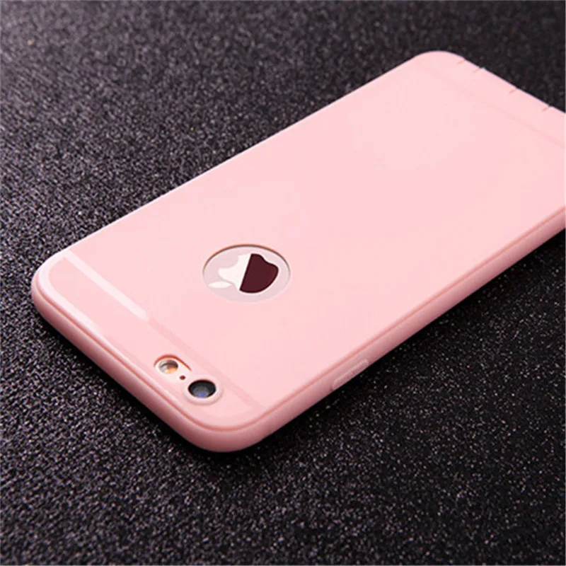 Роскошный Матовый Мягкий силиконовый чехол s для iPhone X, чехол 6, 6s Plus, 5, 5S, 5SE, карамельные цвета, чехол для iPhone 7, 6 Plus, чехол для телефона s - Цвет: Pink