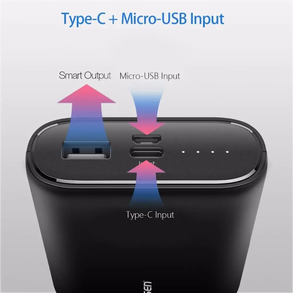 PISEN 10050 mAh 5 V/2.4A быстрая зарядка банк питания type-C и Micro-USB Двойной вход