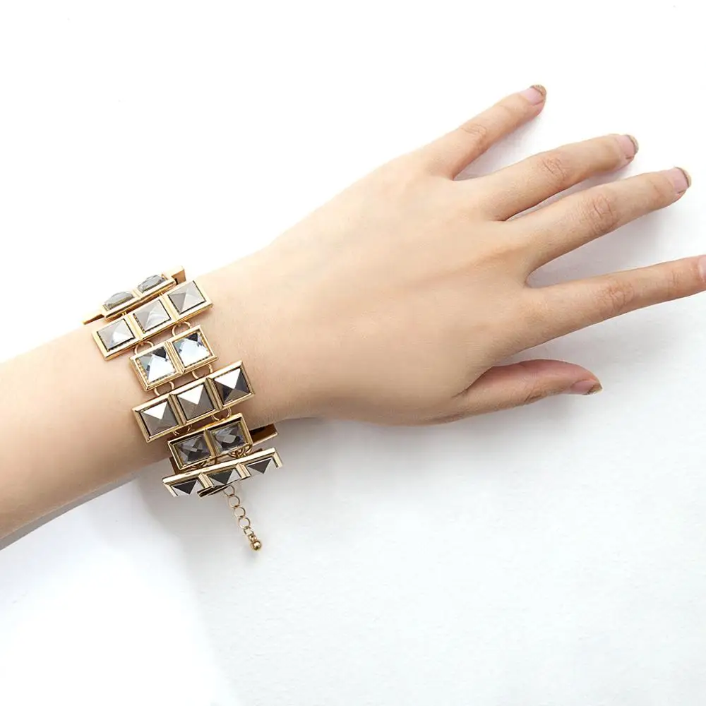 Ретро панк женский браслет крутые стеклянные кристаллы необычный Femme Pulseras Mujer
