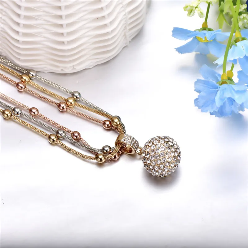 Женское ожерелье с подвеской стразы длинное Модное Элегантное кулоном в виде