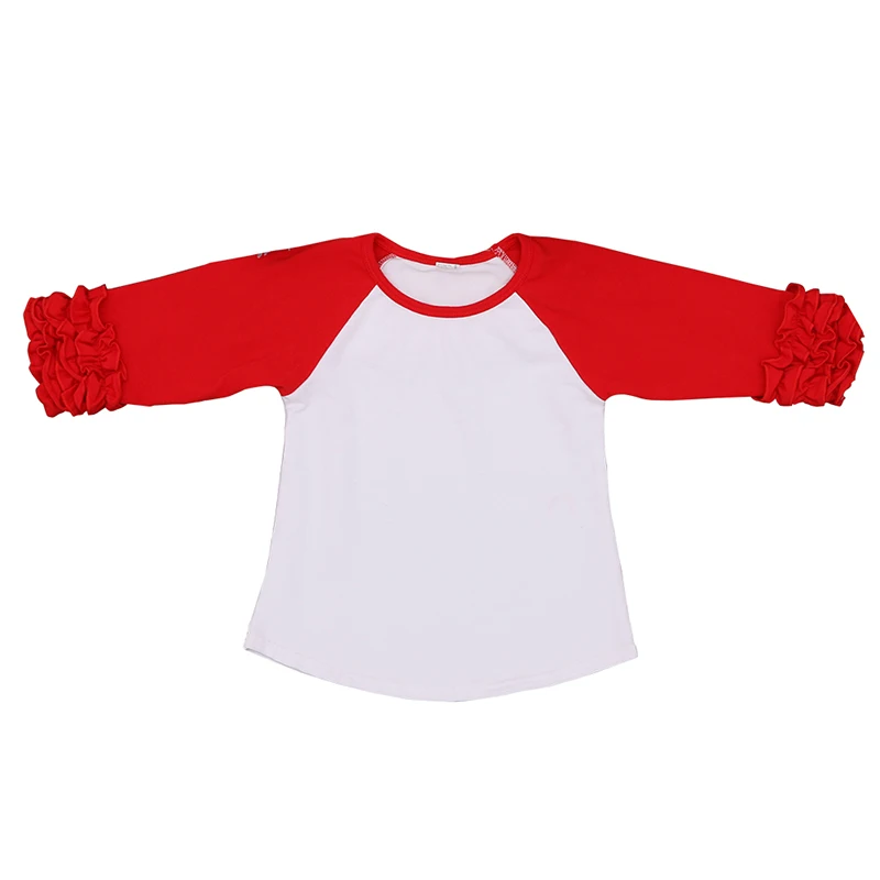 2017 одежда для маленьких девочек топ с оборками футболка реглан осенняя хлопковая