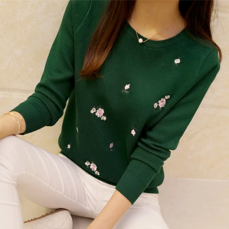 2019 Autumn Sweater Women Embroidery Knitted Winter And Pullover Female Tricot Jersey Jumper Pull Femme | Женская одежда