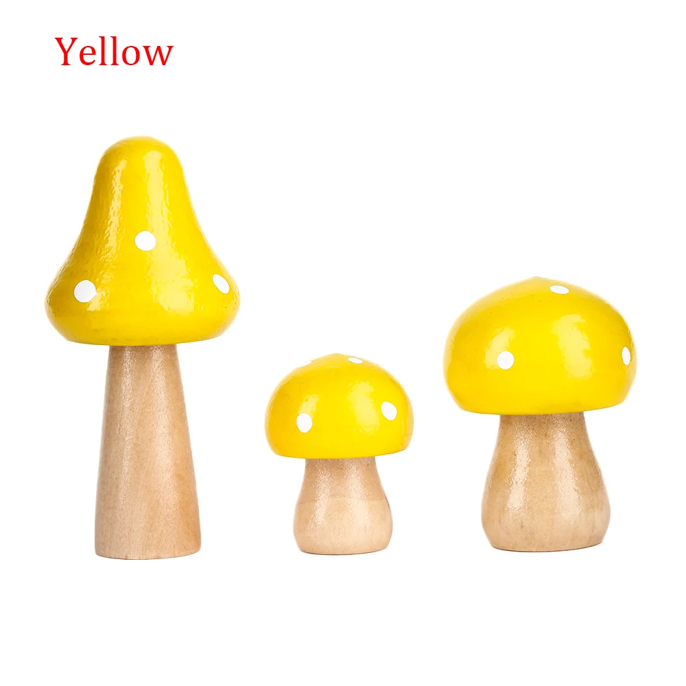 Yellow 3 шт./компл. древесные грибы, миниатюрная сказочная, украшение для сада и дома ремесло, Декорации для микро ландшафтного дизайна подарочная коробка в виде подвижные леса - Цвет: Yellow