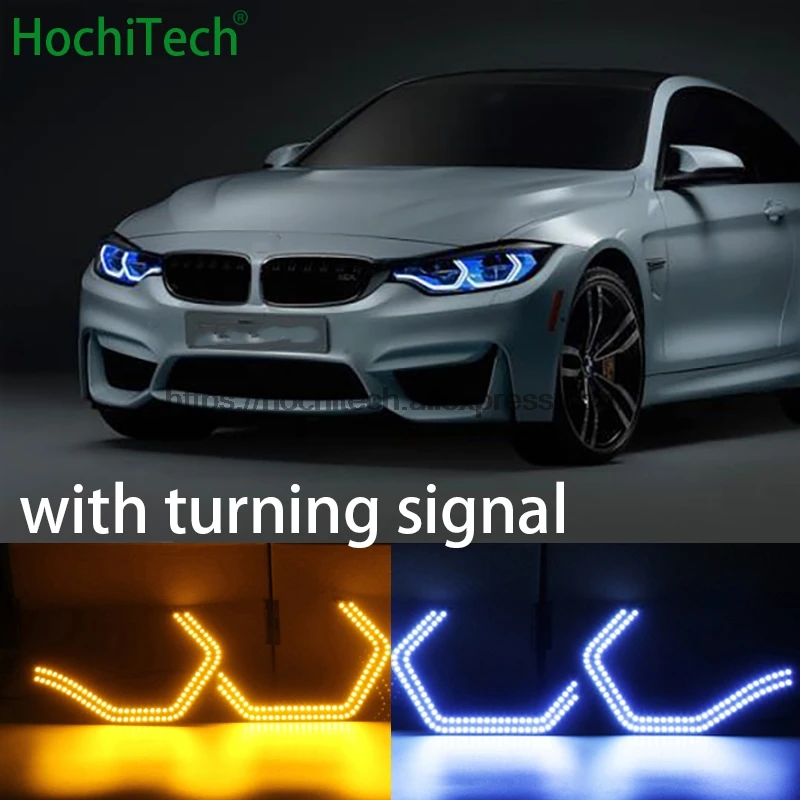 HochiTech белый и желтый поворотный сигнал концепция M4 культовый Стиль LED Angel Eye для BMW