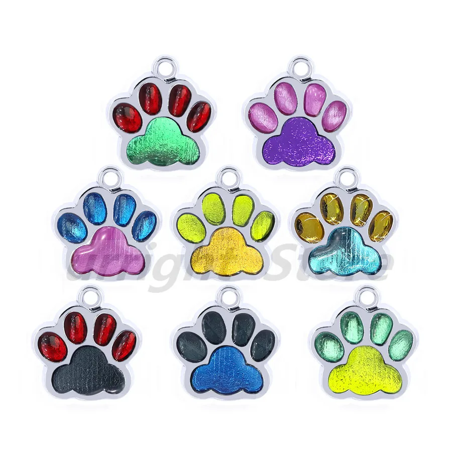 10pcs Enamel Bling Cat Dog/Bear Paw footprint Hang charm fit Rotating Lobster Clasp Key Chain rings bag Jewelry Making HC503 - купить по