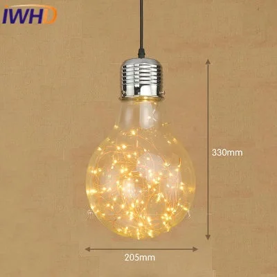 

IWHD Style Loft Industrial Pendant Lights Glass Vintage Lamp LED Pendant Lamps Edison Bulb Light Fixtures Reteo Lamparas