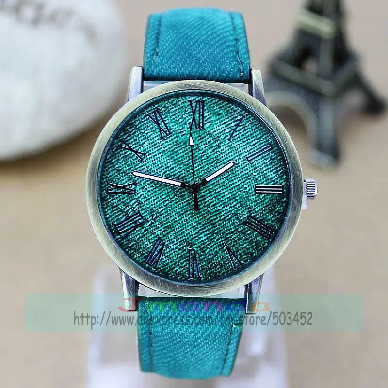 100 шт./лот повседневные наручные часы в ретро стиле с кожаным ремешком под джинсу