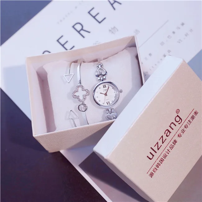 Модные Изящные женские аксессуары прикрепенные часы два браслета и коробка