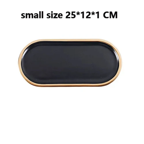black small Розовый синий черный мраморный поддон для хранения золота Овальный точечный Фруктовая тарелка мелкие предметы ювелирных изделий Дисплей Поднос зеркало bandeja - Цвет: black small