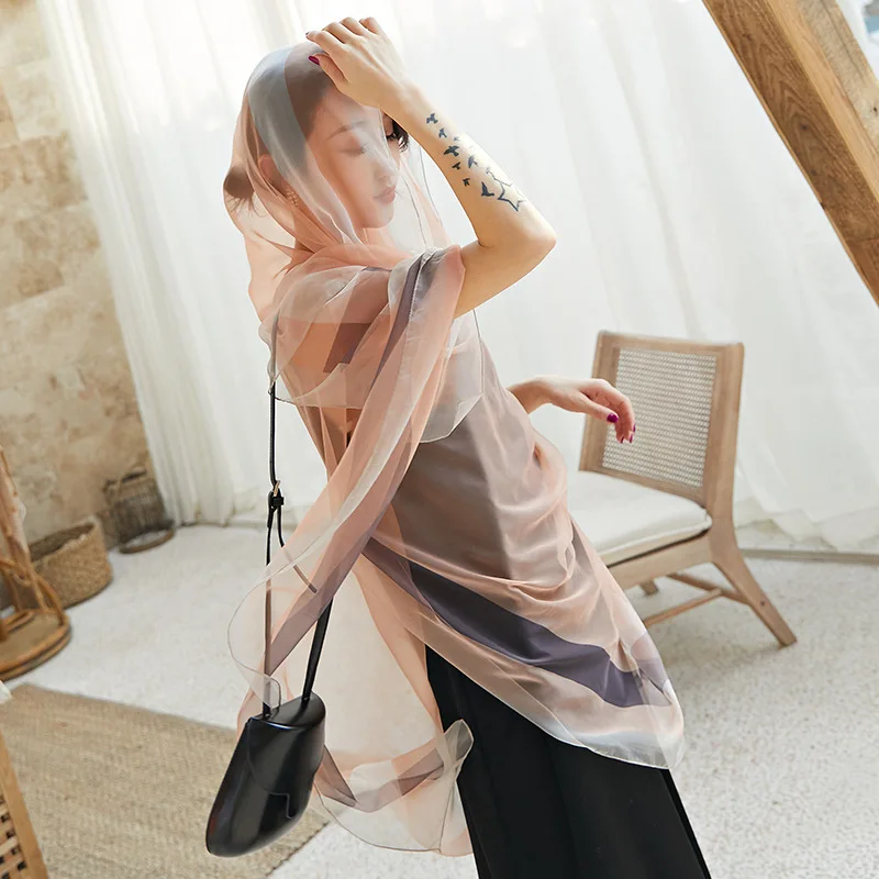 Новый модный элегантный длинный шарф для пляжа светильник лый свежий