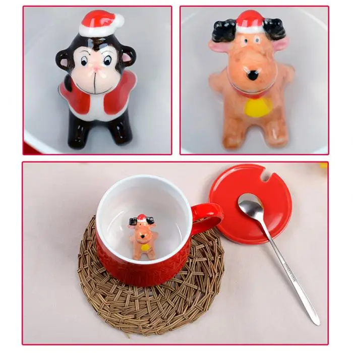 Christmas Cup Mug 3D Animal Ceramics Cute Cartoon For Coffee Milk Tea Home Office TT-best