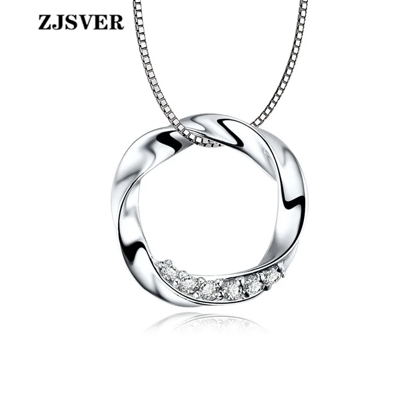 silver ZJSVER геометрический Твист Круг Кулон Мода простой серебряная коробка цепь женское ожерелье ювелирные украшения 925 серебро ожерелье - Цвет камня: silver