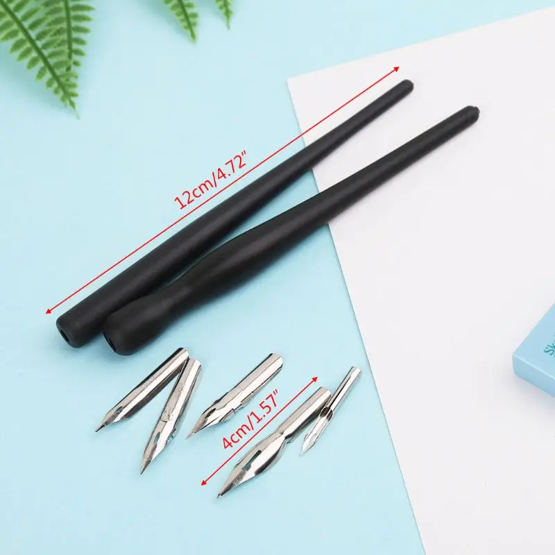 Manga Dip Pen Holder Set Comic Drawing Painting Tools Kit Calligraphy + 5 Nibs Black Transparent stationery school supplies | Канцтовары