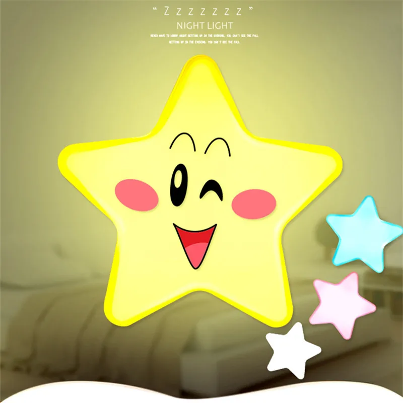 Stars LED Plug in Night Lights Led Wall Lamp Take Good Care Children Sleep Light Sensor Auto Controlled Nightlights Baby Nursing | Лампы и