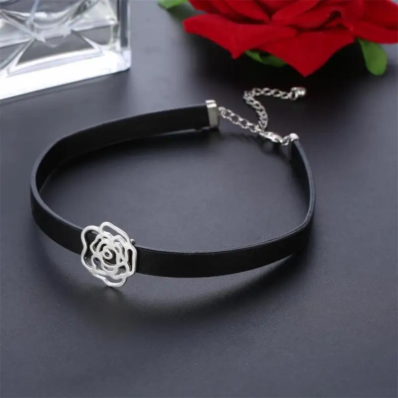 Новинка хит панк стильный модный женский для девочек в форме розы колье ключицы