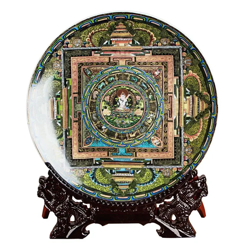 

Jingdezhen Ceramic Tang-ga Hang Dish Plate Porcelain Decorative Plate Metope For Living Room Hotel
