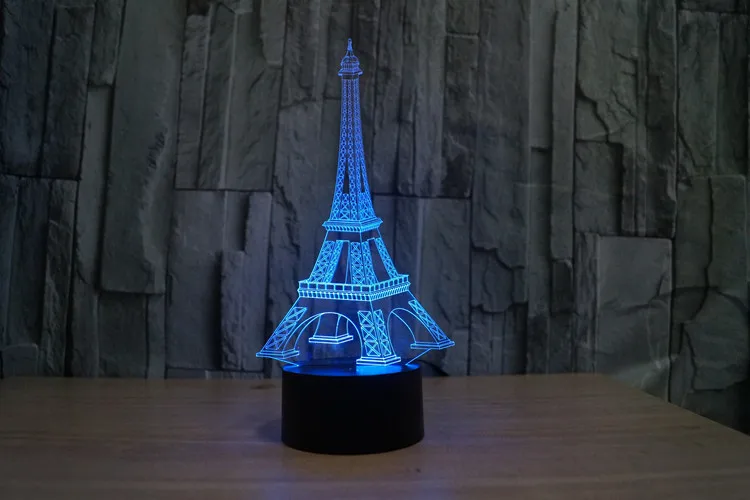3D визуальная Эйфелева башня светодиодные ночники 7 цветов изменение цвета