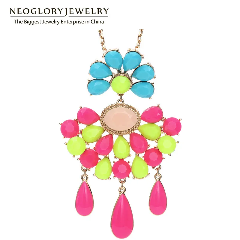 Светильник Neoglory желтое золото полимер лак цветные Длинные подвески ожерелья для