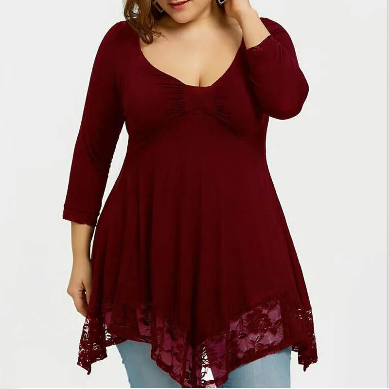 Летняя женская футболка размера плюс, обхват груди 130 см, 4XL, 5XL, 6XL, 7XL, 8XL, кружевная женская футболка черного, красного, фиолетового цветов