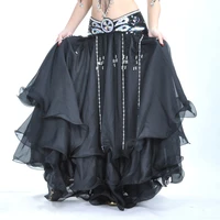 belly dance 12 meters large skirt three tier skirt three tier chiffon curling belly dance high end skirt without waist belt