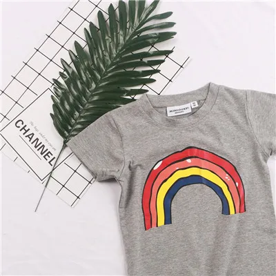 rainbow Модная брендовая дизайнерская детская футболка Летняя футболка для мальчиков и девочек Футболка с радугой топы для мальчиков, одинаковые топы для детей - Цвет: rainbow