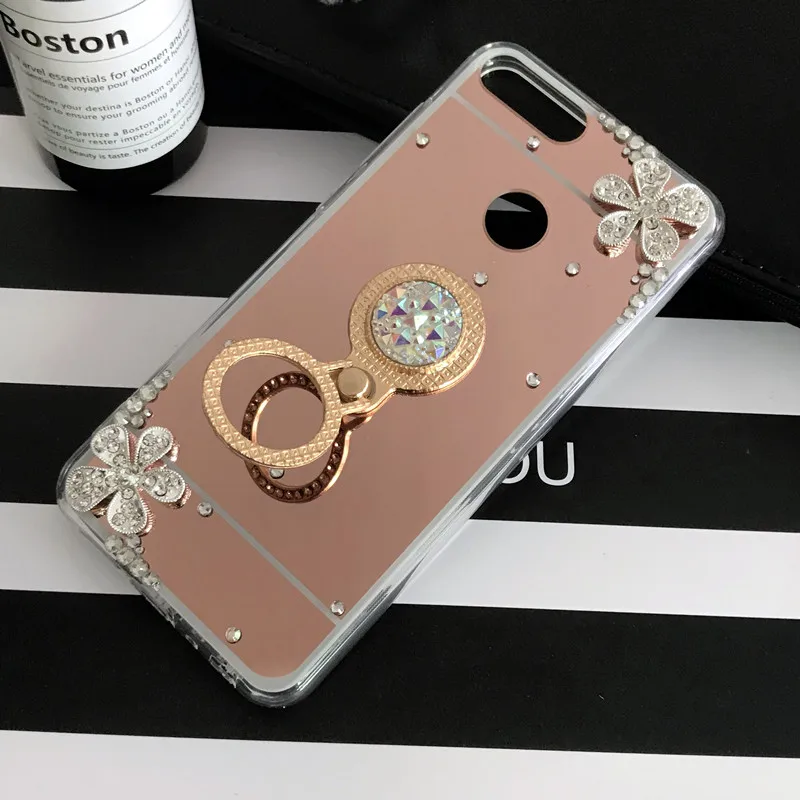 P Smart Plus Bling чехол с зеркальным кольцом для Huawei honor 7a pro 7C 8X 8C Mate 20 lite 10 P20 Y5 Y6 Y7 Prime 2018 Y9