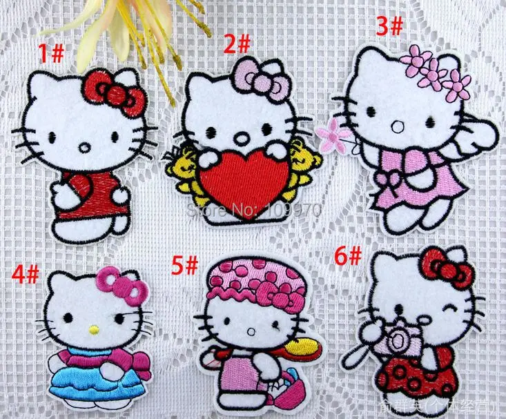 Нашивки Hello kitty с утюгом, нашивки с вышивкой для одежды, железные нашивки на ткани, 550 шт, DHL/EMS