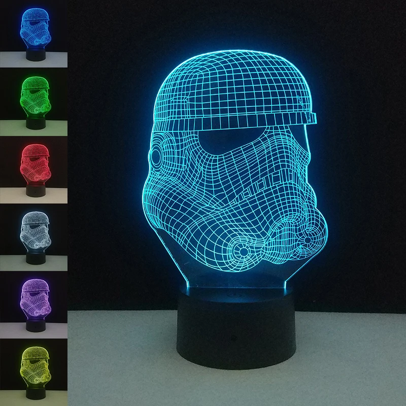 Светодиодная 3d лампа с изображением героев из фильма Звездные войны настольная