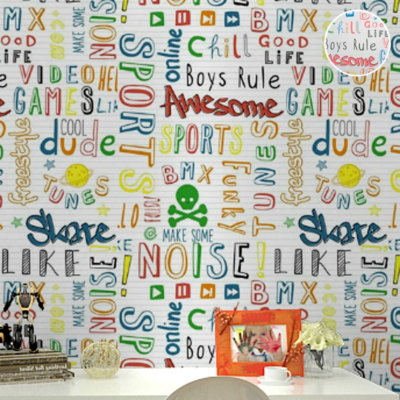 Цветные обои с буквенным принтом для девочек и мальчиков детская комната 30x20