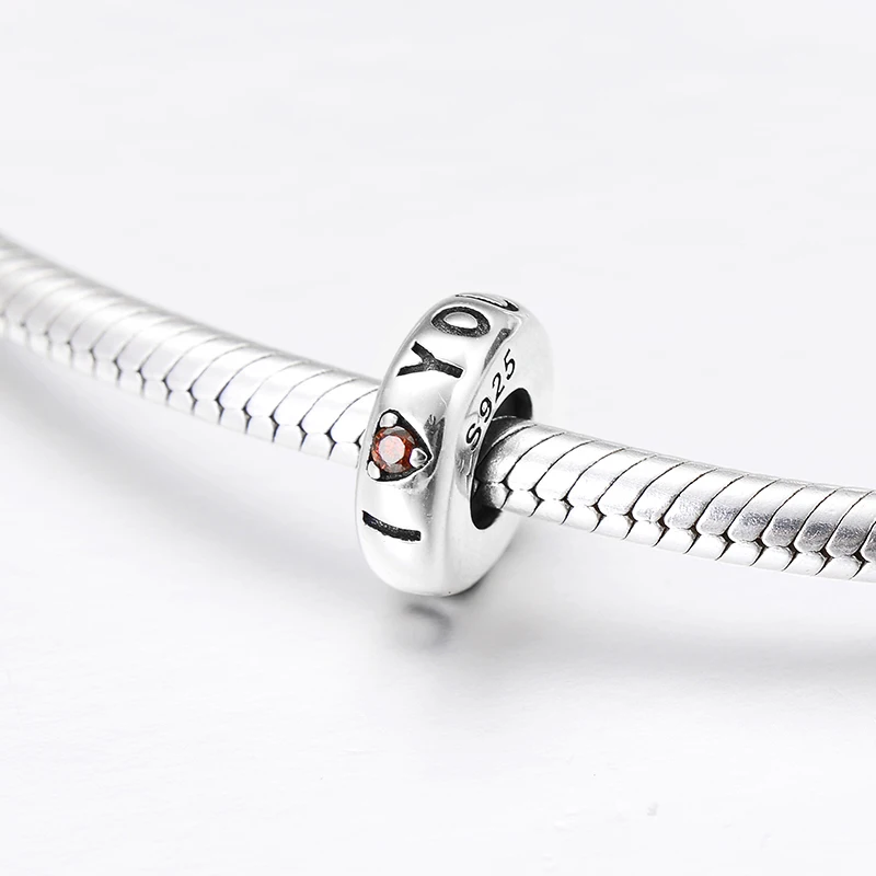 Новые бусины-пробки из стерлингового серебра 925 пробы I LOVE YOU red CZ оригинальный