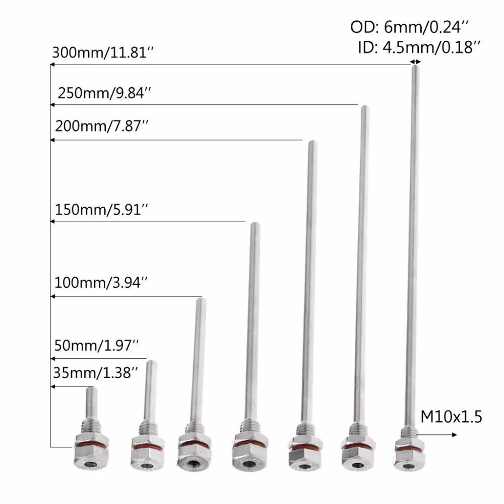 Горячая новинка термоwell из нержавеющей стали M10X1.5 резьба od6 мм для датчика