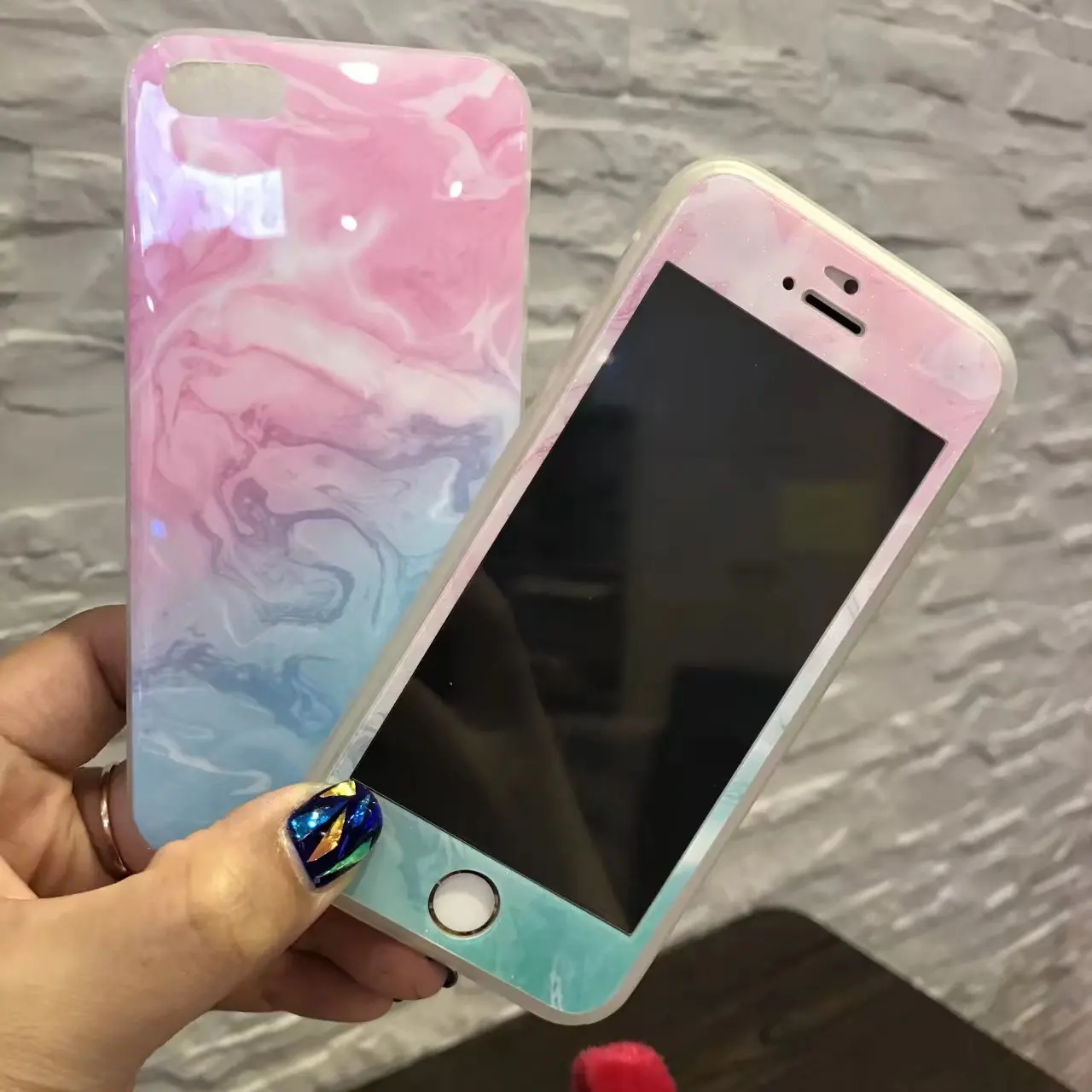 Для iPhone 5 5S SE Чехлы под мрамор + Защитная пленка для экрана из закаленного стекла
