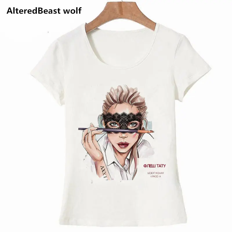 Cute drinking juice girl VOGUE white T Shirt Women Summer Short Sleeve shirt style modern lady Clothes SHIRT 2019 | Женская одежда