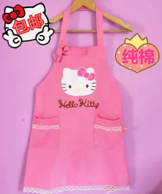 Lace up Кухонный фартук hello kitty с милым бантом, фартук для приготовления пищи, розовый передник, фартук с рисунком кота, кухонный фартук для приготовления пищи, фартук для шеф-повара, гаджеты - Цвет: Lace up