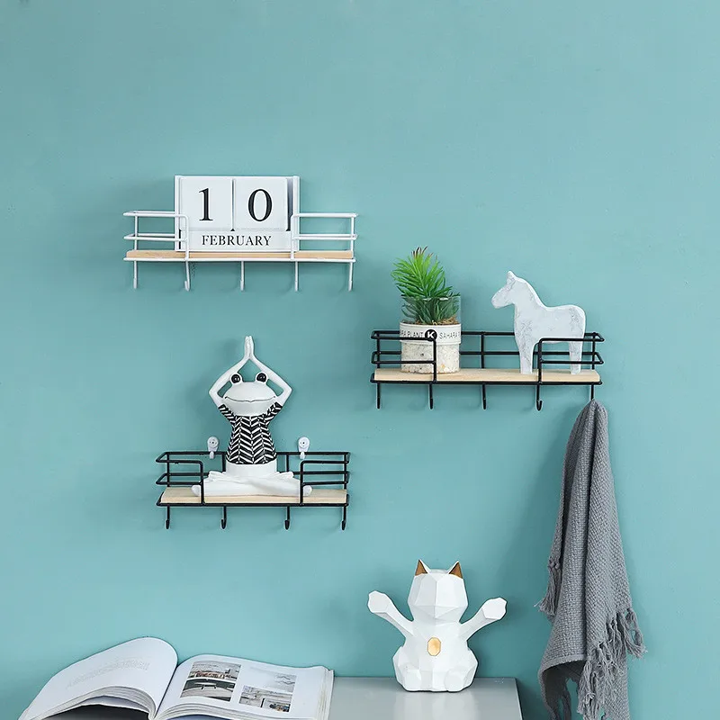 Деревянная железная настенная полка настенный стеллаж для хранения организация