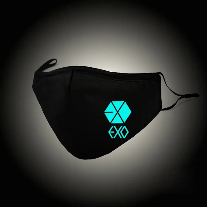 Светящаяся Мода Kpop маска для рта EXO Xiling Empire дыхательная маска для лица против пыли PM2.5 фильтр зимний заглушенный респиратор